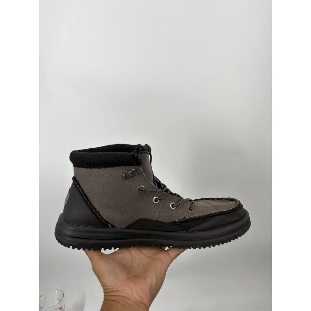 Hey Dude Bradley Waxed Canvas Gray And Black Boots Mens Size 11 Chukka Gorpcore